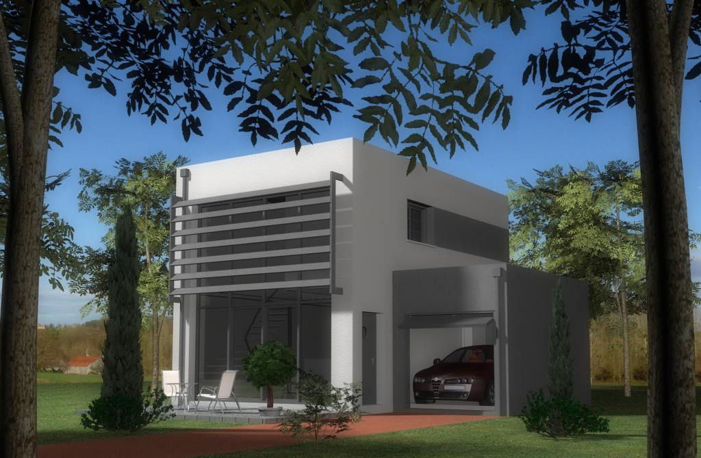 Maison contemporaine avec un mur rideau