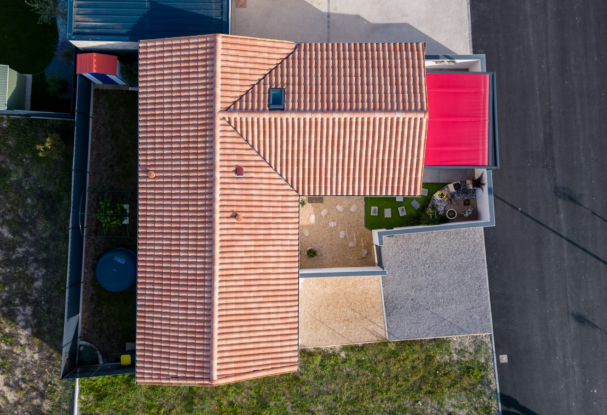 toiture maison vue d'en haut